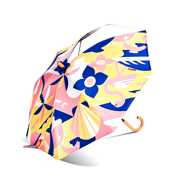 可爱的动物印花弯曲木柄儿童伞 可爱的动物印花弯曲木柄儿童伞